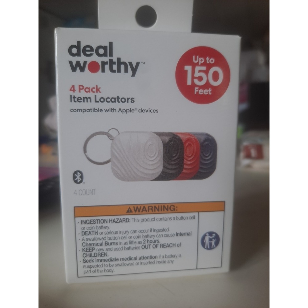 Deal Worthy Item Locator Up To 150 Feet Compatible W/ Apple Devices 4 Pack - NEW